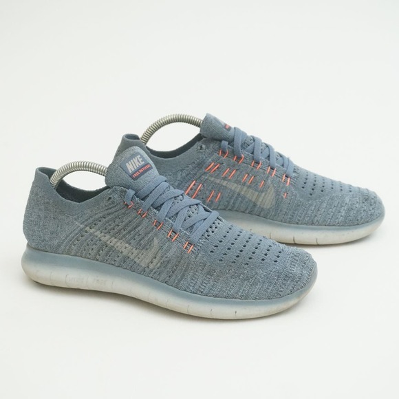 Nike Shoes - Nike Free RN Flyknit 2016 Womens Running Shoes Blue Orange Size 9